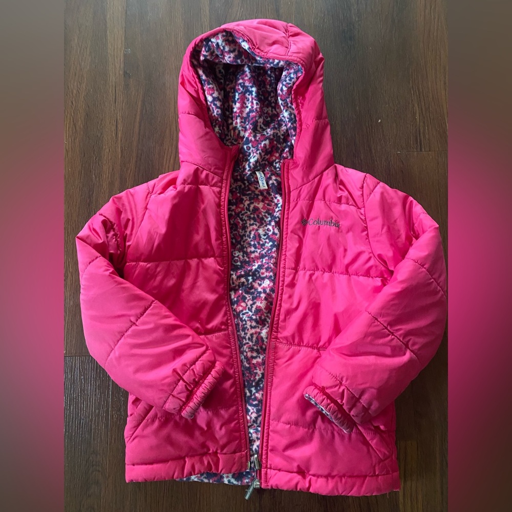 Girls Columbia fleece lined reversible coat. Size 4/5